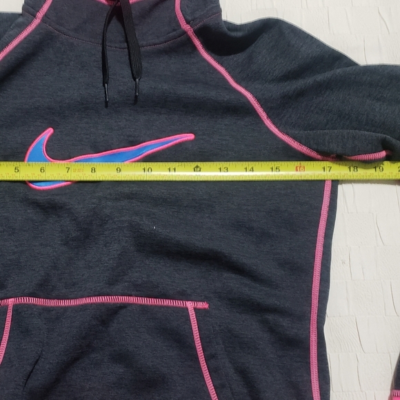 Nike Therma-Fit Hoodie XS - Gray/Pink /Blue Swoosh High Neck Thumb holes NWOT - Picture 7 of 7